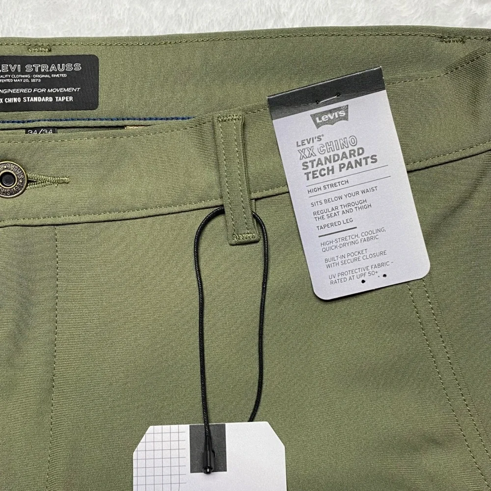 Levis XX Chino Standard Tech Pants Mens Olive‎ Tapered Stretch UPF 50+ 29x30 NWT